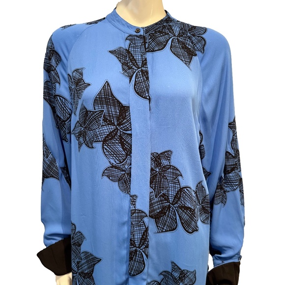 Reiss Harris Printed Floral-Sketch Satin Blouse Floral Flowy Style Size 8 Top - Picture 3 of 14